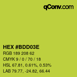 Color code: HEX #BDD03E | qconv.com