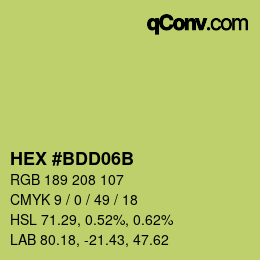 Color code: HEX #BDD06B | qconv.com