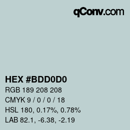 カラーコード: HEX #BDD0D0 | qconv.com