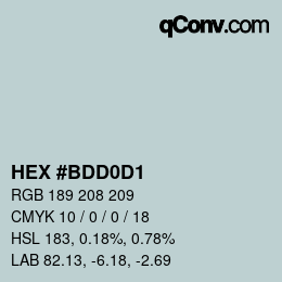 Farbcode: HEX #BDD0D1 | qconv.com