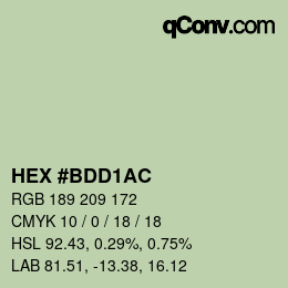 Color code: HEX #BDD1AC | qconv.com