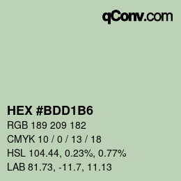 Color code: HEX #BDD1B6 | qconv.com
