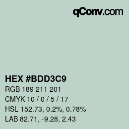 Color code: HEX #BDD3C9 | qconv.com