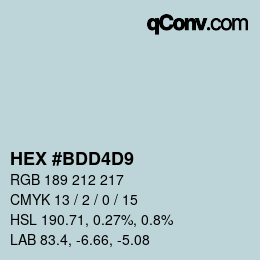 Color code: HEX #BDD4D9 | qconv.com