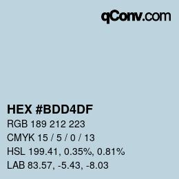 Color code: HEX #BDD4DF | qconv.com