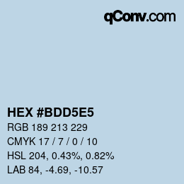 カラーコード: HEX #BDD5E5 | qconv.com