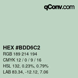 Farbcode: HEX #BDD6C2 | qconv.com