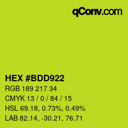 Color code: HEX #BDD922 | qconv.com