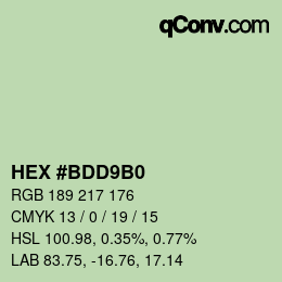 Color code: HEX #BDD9B0 | qconv.com