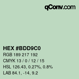 Color code: HEX #BDD9C0 | qconv.com