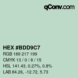 Color code: HEX #BDD9C7 | qconv.com