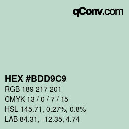 Color code: HEX #BDD9C9 | qconv.com