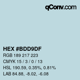 Color code: HEX #BDD9DF | qconv.com