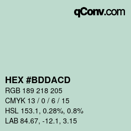 Color code: HEX #BDDACD | qconv.com