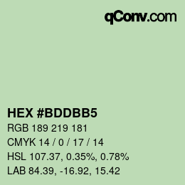 Color code: HEX #BDDBB5 | qconv.com