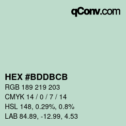 Color code: HEX #BDDBCB | qconv.com