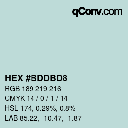Color code: HEX #BDDBD8 | qconv.com