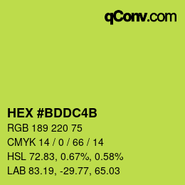 Color code: HEX #BDDC4B | qconv.com
