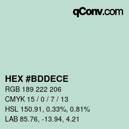 Color code: HEX #BDDECE | qconv.com