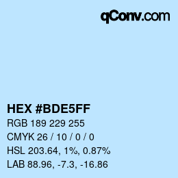 Código de color: HEX #BDE5FF | qconv.com