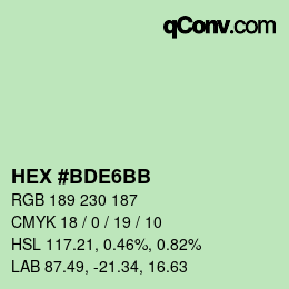 カラーコード: HEX #BDE6BB | qconv.com