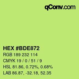 カラーコード: HEX #BDE872 | qconv.com