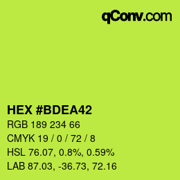 カラーコード: HEX #BDEA42 | qconv.com