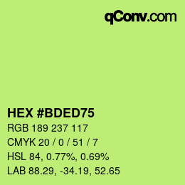 カラーコード: HEX #BDED75 | qconv.com