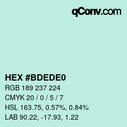 カラーコード: HEX #BDEDE0 | qconv.com