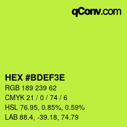 Color code: HEX #BDEF3E | qconv.com