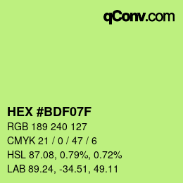 カラーコード: HEX #BDF07F | qconv.com