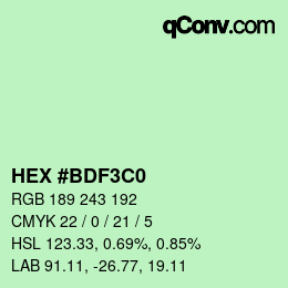 カラーコード: HEX #BDF3C0 | qconv.com