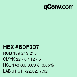 カラーコード: HEX #BDF3D7 | qconv.com