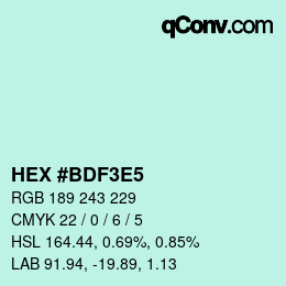 カラーコード: HEX #BDF3E5 | qconv.com