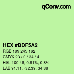 Color code: HEX #BDF5A2 | qconv.com