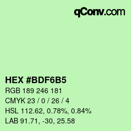 カラーコード: HEX #BDF6B5 | qconv.com