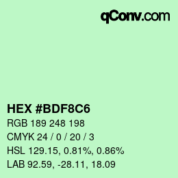 Color code: HEX #BDF8C6 | qconv.com