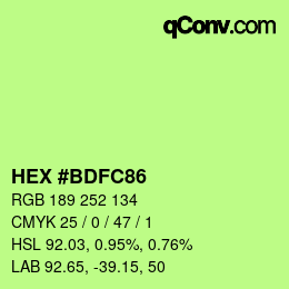 Color code: HEX #BDFC86 | qconv.com