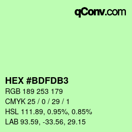 カラーコード: HEX #BDFDB3 | qconv.com
