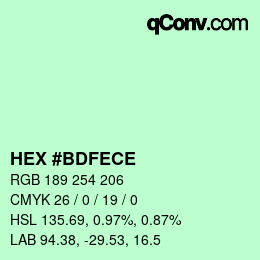 Farbcode: HEX #BDFECE | qconv.com