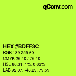 Color code: HEX #BDFF3C | qconv.com