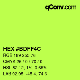 Color code: HEX #BDFF4C | qconv.com