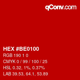 カラーコード: HEX #BE0100 | qconv.com