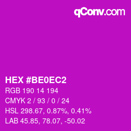 カラーコード: HEX #BE0EC2 | qconv.com