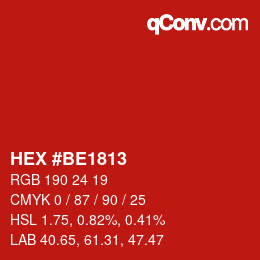 Color code: HEX #BE1813 | qconv.com