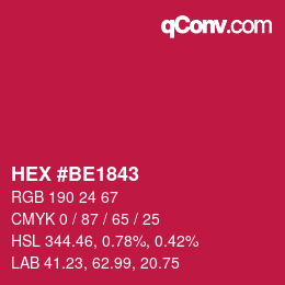 カラーコード: HEX #BE1843 | qconv.com