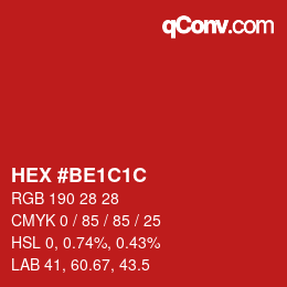 Color code: HEX #BE1C1C | qconv.com