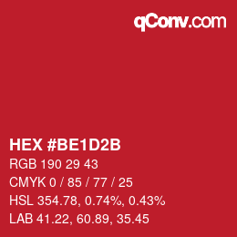 Color code: HEX #BE1D2B | qconv.com