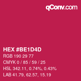 颜色代码: HEX #BE1D4D | qconv.com
