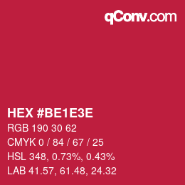 Color code: HEX #BE1E3E | qconv.com